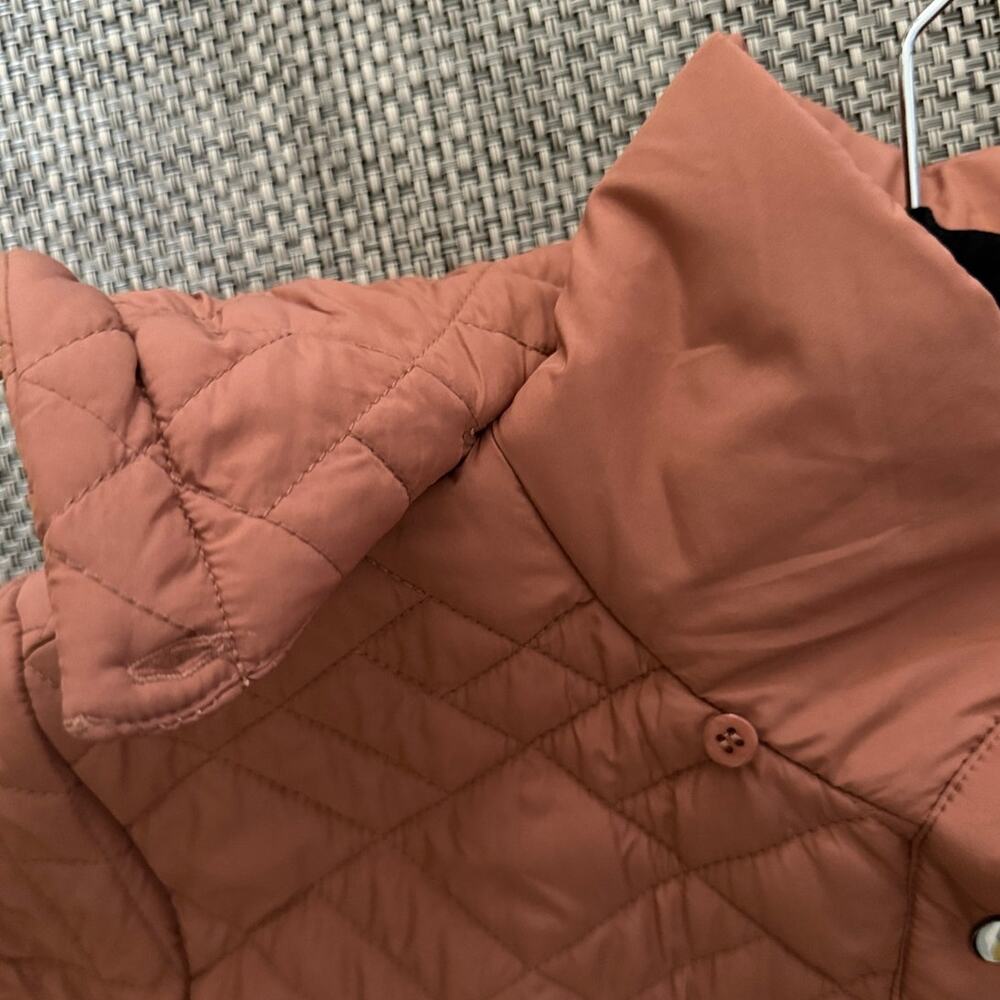 BERNARDO NWOT Long-Line Removable Hood Snap Front w/Pockets Quilted Coat L Clay - Picture 5 of 9